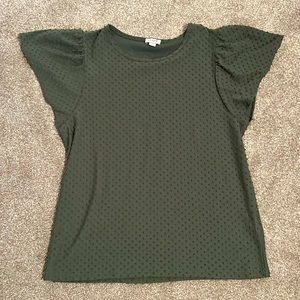 NWOT green J Crew swiss dot top